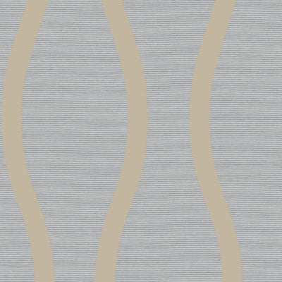 product image of Beaded Wavy Stripe Wallpaper in Light Blue/Gold 524