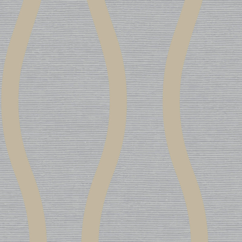media image for Beaded Wavy Stripe Wallpaper in Light Blue/Gold 281