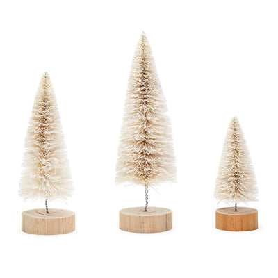 product image for Christmas Bottle Brush Trees with Natural Wood Base - Set of 3 57