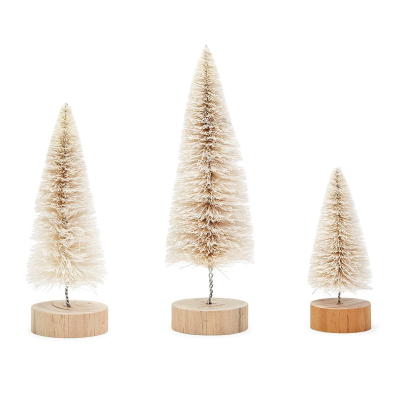 media image for Christmas Bottle Brush Trees with Natural Wood Base - Set of 3 239