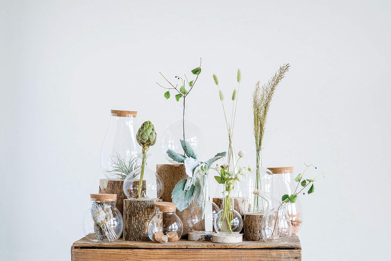 media image for Small Clear Cork Stopper Glass Bottle 211