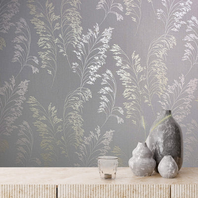 product image for Feather Shrub Wallpaper in Soft Grey/Gold from the Olio Collection 49