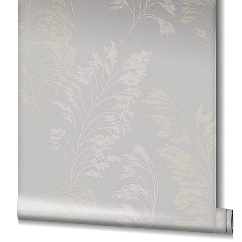 media image for Feather Shrub Wallpaper in Soft Grey/Gold from the Olio Collection 257