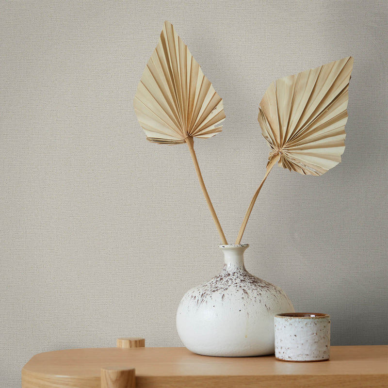 media image for Linen Texture Wallpaper in Beige from the Olio Collection 259