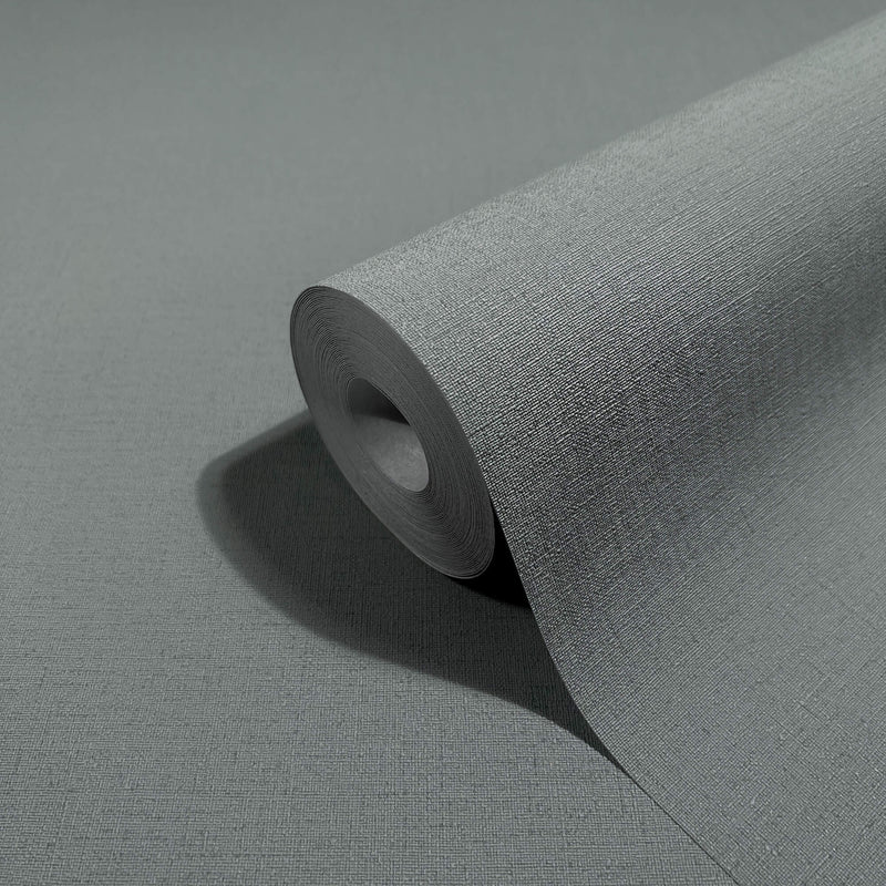 media image for Linen Texture Wallpaper in Dark Grey from the Olio Collection 291