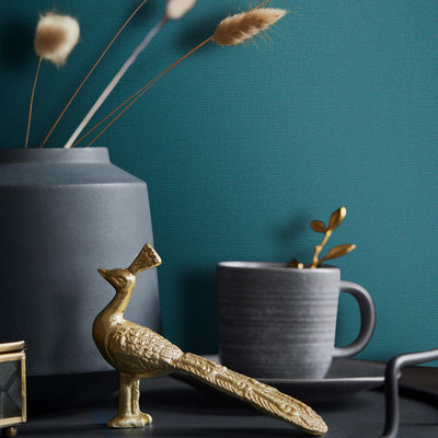 product image for Linen Texture Wallpaper in Teal from the Olio Collection 12