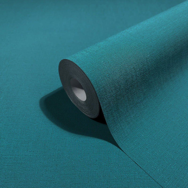 media image for Linen Texture Wallpaper in Teal from the Olio Collection 246
