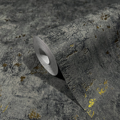 product image for Matte Texture Fleck Wallpaper in Anthracite/Gold from the Olio Collection 25