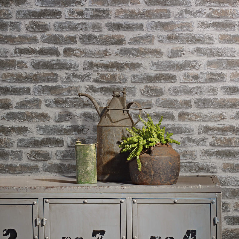 media image for Exposed Brick Wallpaper in White/Taupe from the Olio Collection 244
