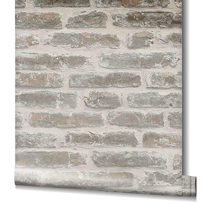 product image for Exposed Brick Wallpaper in White/Taupe from the Olio Collection 3
