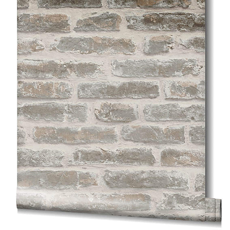 media image for Exposed Brick Wallpaper in White/Taupe from the Olio Collection 276