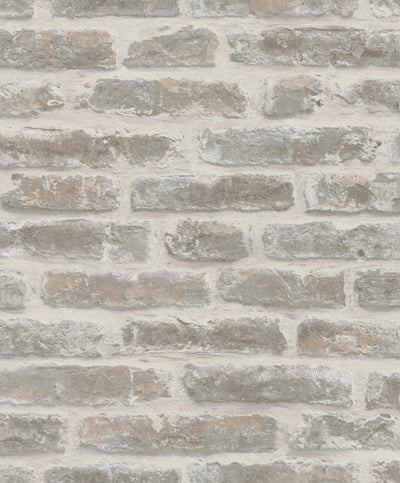 product image for Exposed Brick Wallpaper in White/Taupe from the Olio Collection 0