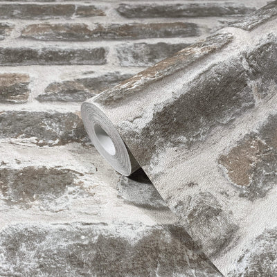 product image for Exposed Brick Wallpaper in White/Taupe from the Olio Collection 61