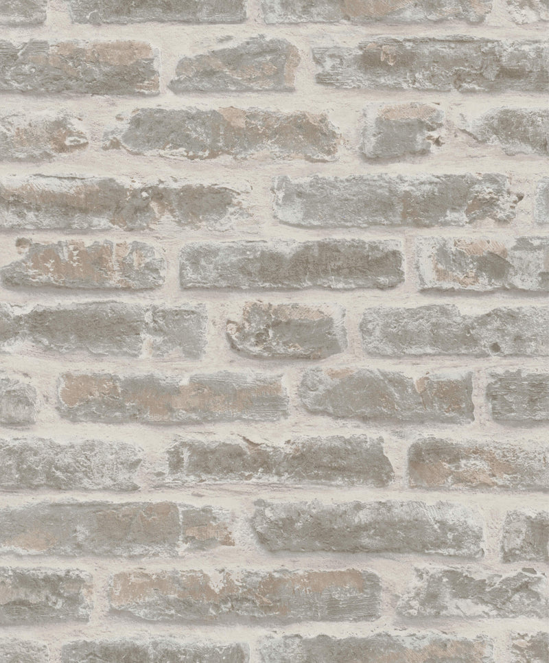 media image for Exposed Brick Wallpaper in White/Taupe from the Olio Collection 259