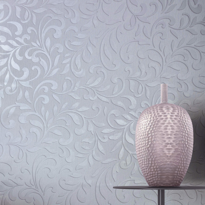media image for Royal Damask Wallpaper in Grey/Pearl from the Olio Collection 248