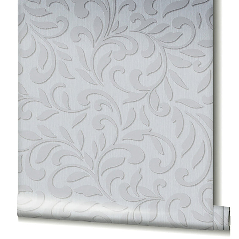 media image for Royal Damask Wallpaper in Grey/Pearl from the Olio Collection 25