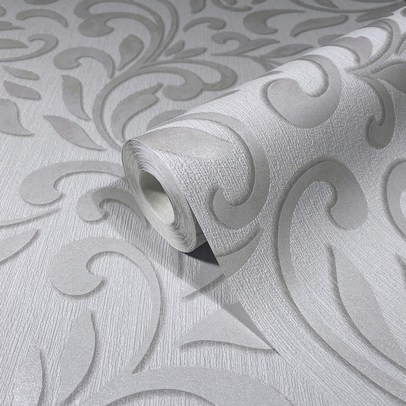 media image for Royal Damask Wallpaper in Grey/Pearl from the Olio Collection 284