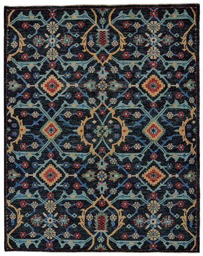 product image of Bashyr Hand Knotted Blue and Gold Rug by BD Fine Flatshot Image 1 52