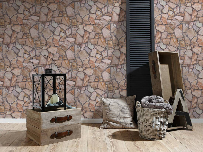 media image for Stone Abstract Wallpaper in Beige/Brown/Grey 25