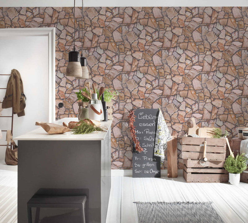 media image for Stone Abstract Wallpaper in Beige/Brown/Grey 260