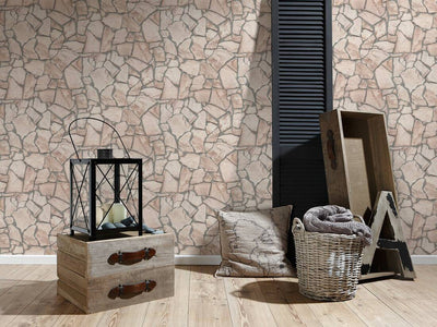 product image for Stone Abstract Wallpaper in Beige/Grey 55