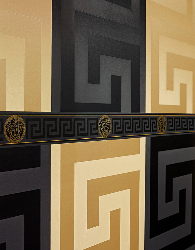media image for Geometric Textured Wallpaper in Black from the Versace V Collection 238