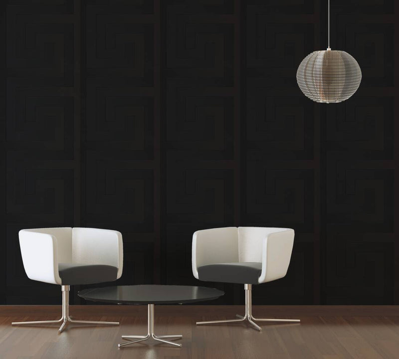 media image for Geometric Textured Wallpaper in Black from the Versace V Collection 269