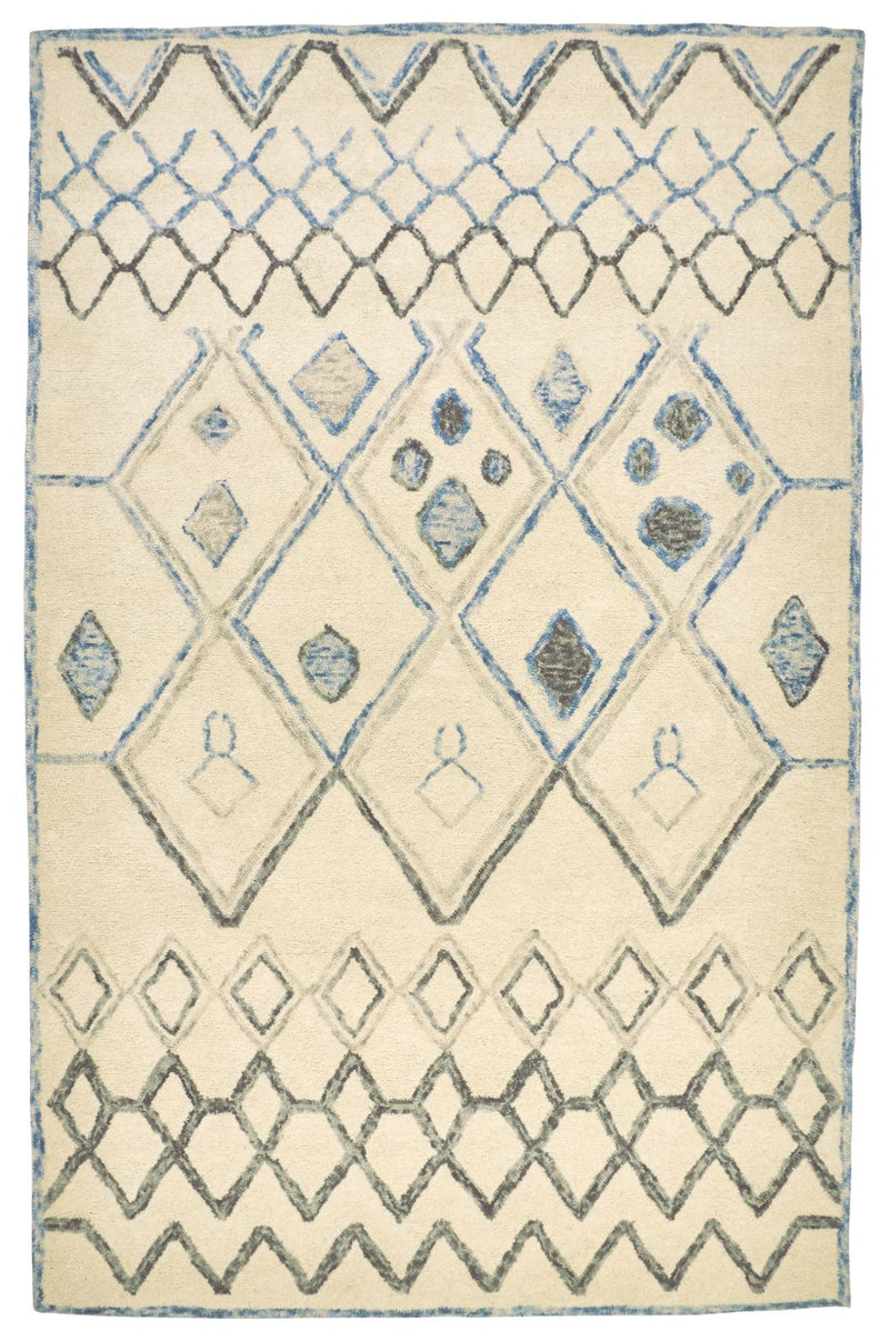 media image for Quillan Hand Tufted Beige and Blue Rug by BD Fine Flatshot Image 1 298