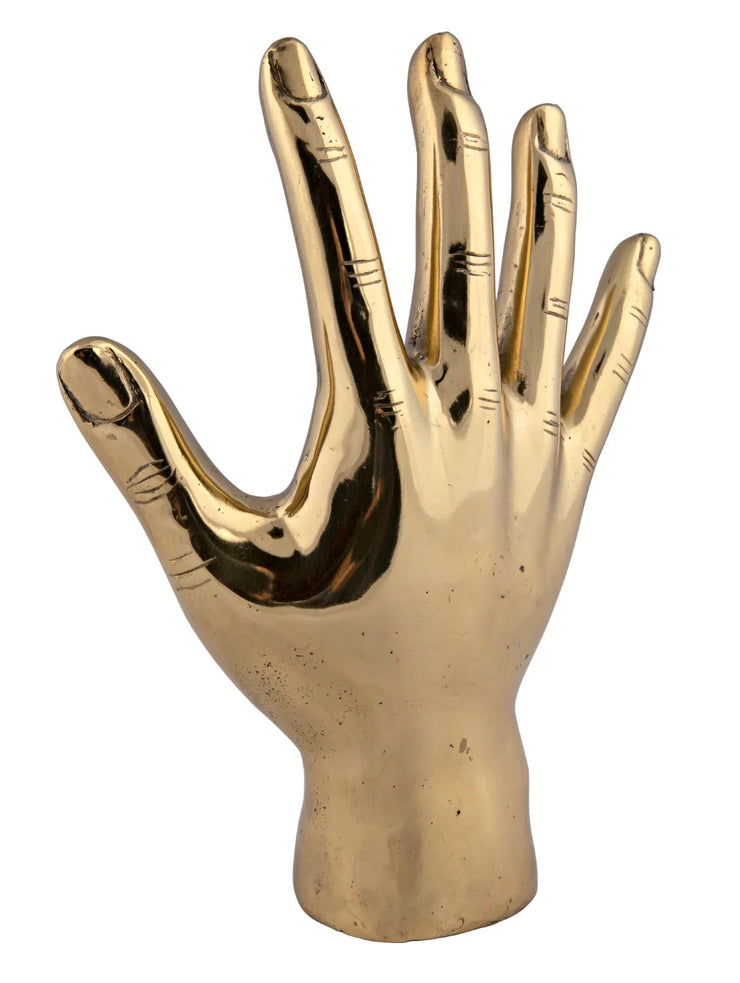 open hand sculpture in brass design by noir 4
