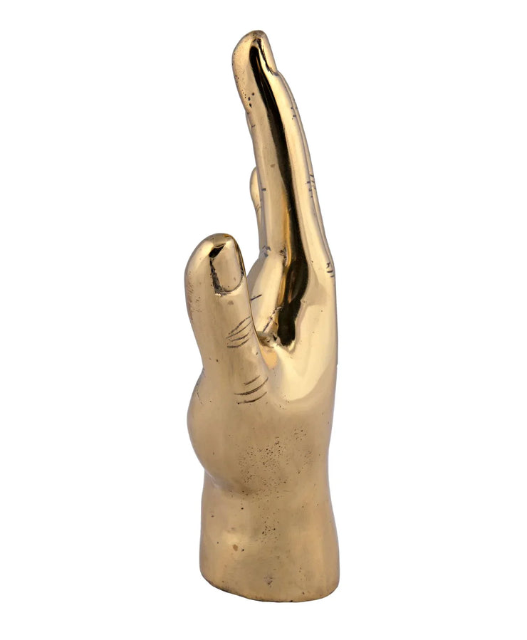 open hand sculpture in brass design by noir 5