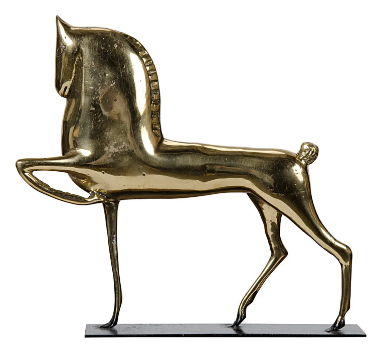 horse sculpture on stand in brass design by noir 1