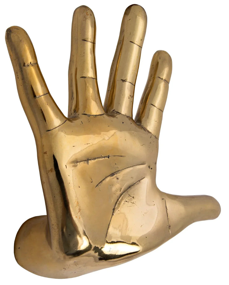 hand on the wall sculpture in brass design by noir 1