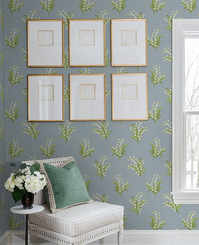 product image for Farmington Blue Heather Lily of the Valley Wallpaper 45