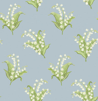 product image of Farmington Blue Heather Lily of the Valley Wallpaper 570