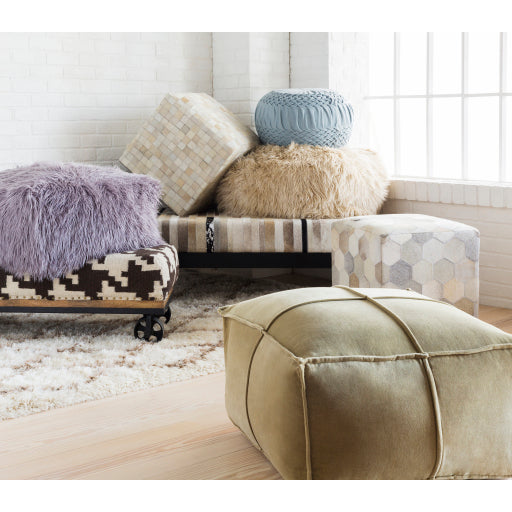 Alana Wool Pouf in Various Colors Roomscene Image
