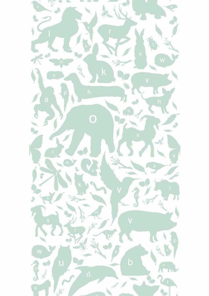 media image for Animal Alphabet Kids Wallpaper in Green by KEK Amsterdam 297