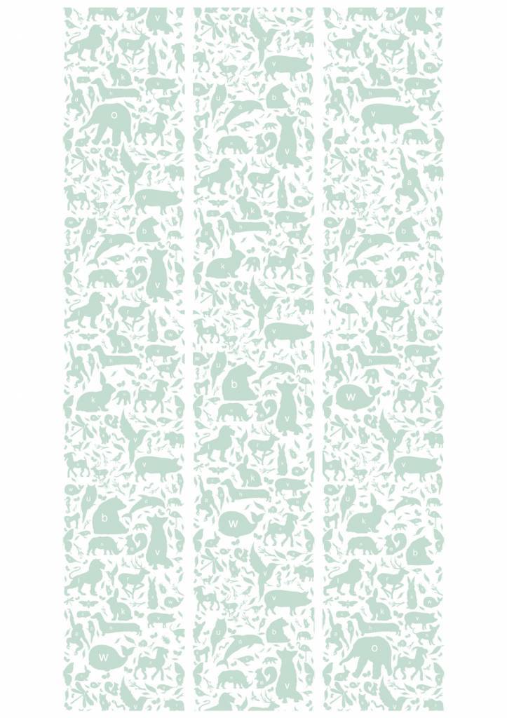 media image for Animal Alphabet Kids Wallpaper in Green by KEK Amsterdam 278