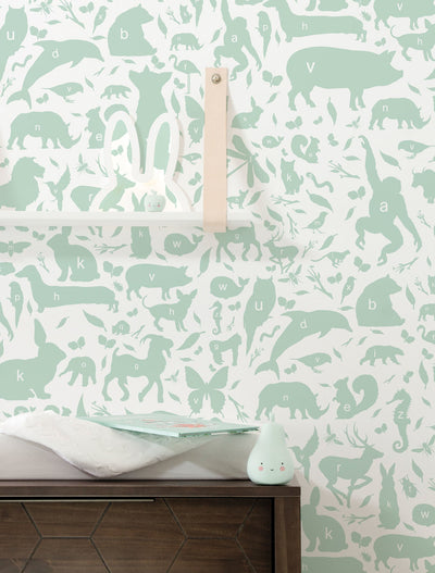 product image of Animal Alphabet Kids Wallpaper in Green by KEK Amsterdam 514