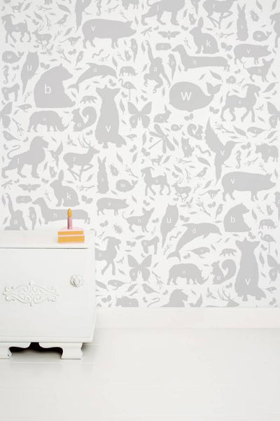 product image of Animal Alphabet Kids Wallpaper in Grey by KEK Amsterdam 534