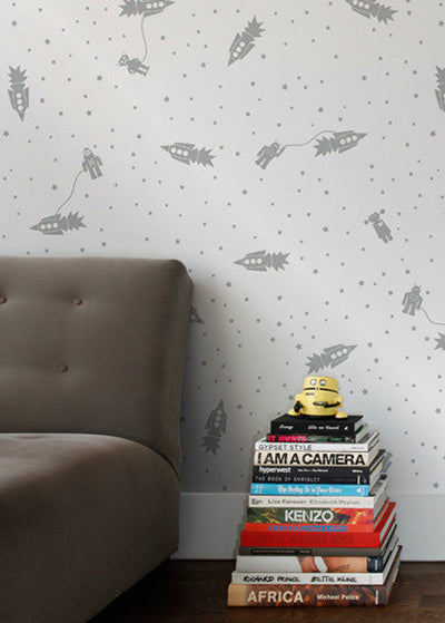 product image of Sample Astrobots Wallpaper in Glimmer design by Aimee Wilder 586