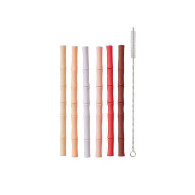 product image of bamboo silicone straw pack of 6 cherry red vanilla oyoy m107200 1 556
