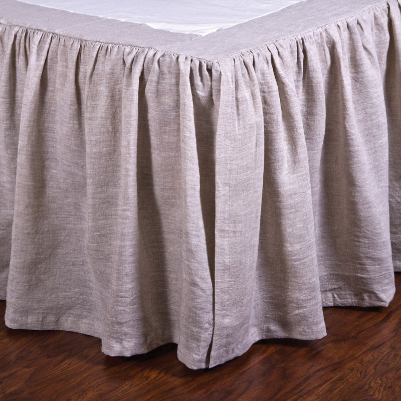 media image for Gathered Linen Bedskirt in Flax design by Pom Pom at Home 282