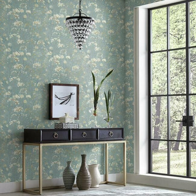 product image for Botanical Fantasy Peel & Stick Wallpaper in Blue and Beige by York Wallcoverings 94