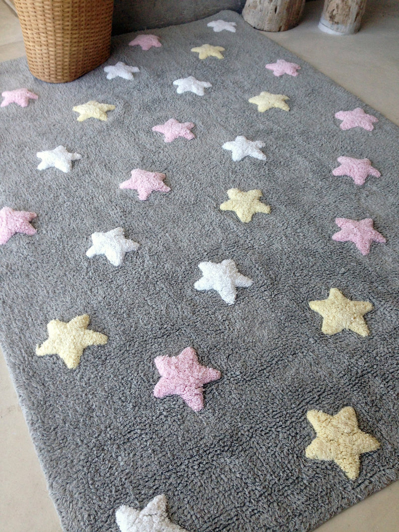 media image for tricolor stars washable rug in grey blue 13 23