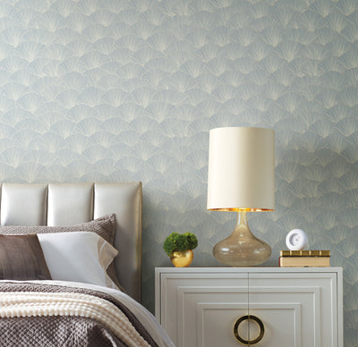 product image for Luminous Ginkgo Blue Wallpaper from the Modern Artisan II Collection by Candice Olson 23