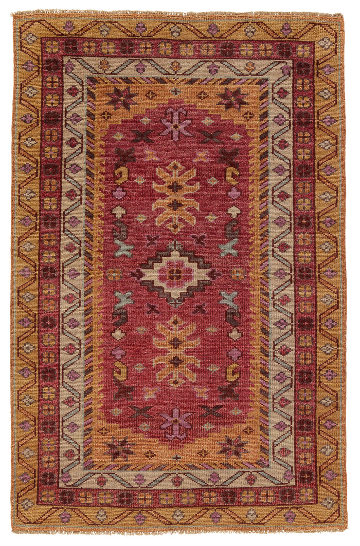 kyrie handmade floral red yellow rug by jaipur living 1