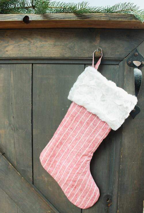 crimson stripe christmas stocking 2