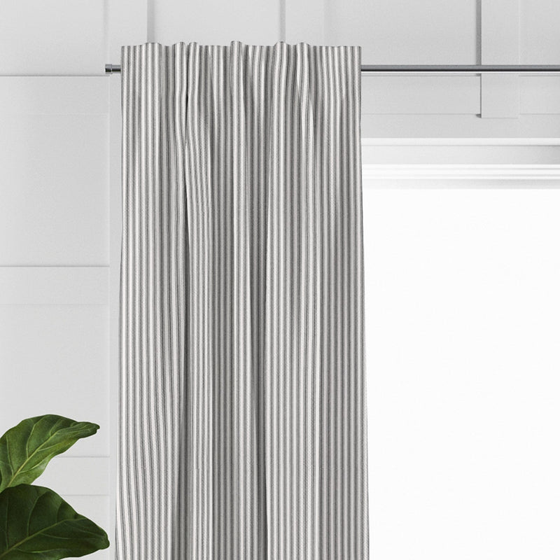 media image for Cruz Ticking Stripes White/Black Drapery 3 235