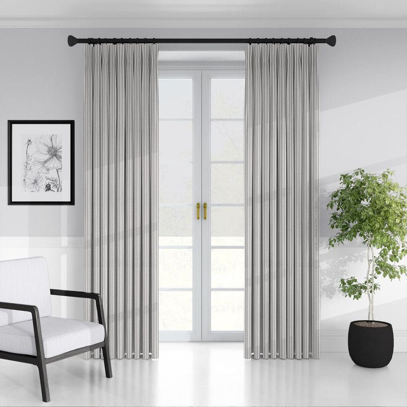 media image for Cruz Ticking Stripes White/Black Drapery 2 285