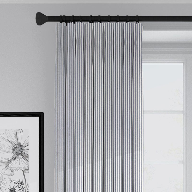 media image for Cruz Ticking Stripes White/Navy Drapery 1 24